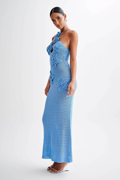 Beverly Floral Appliqué Crochet Maxi Dress