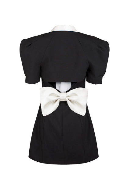 Elsie V-neck Backless Bowtie Mini Dress