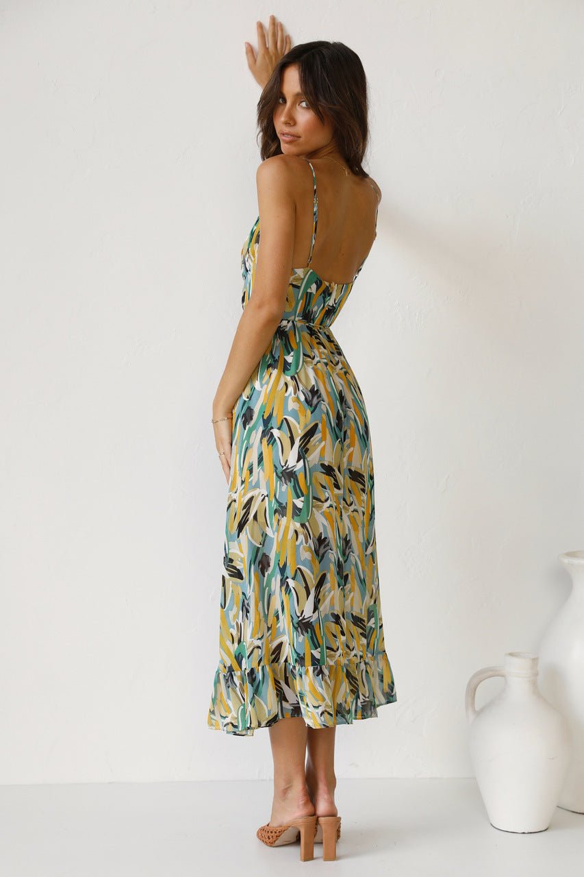 Adela Printed Ruffle Trim Midi Sundress