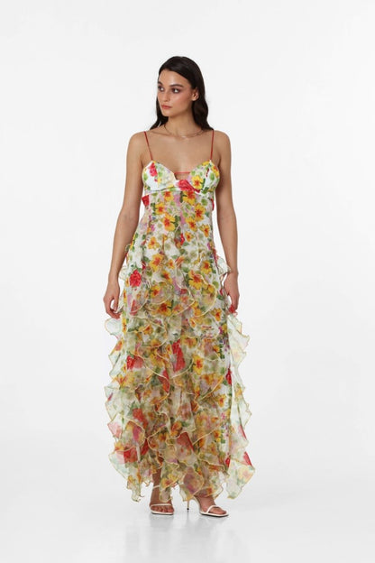 Alexia Ruffle Sheer Maxi Dress