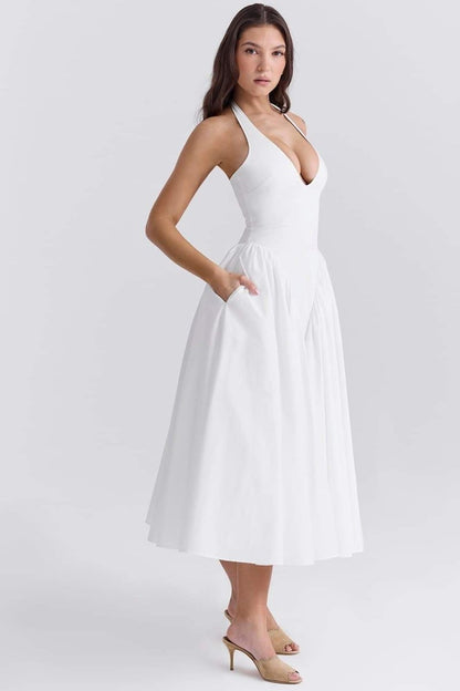 Alice Halterneck Open Back Midi Dress