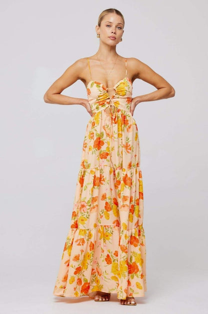 Beverly Printed Cut-out Maxi Slip Dress