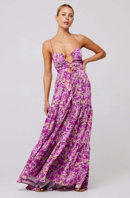 Beverly Printed Cut-out Maxi Slip Dress