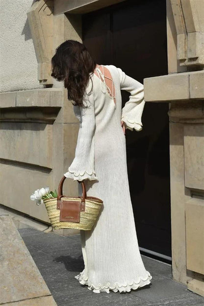 Clara Ruffle Long Sleeve Knit Maxi Dress