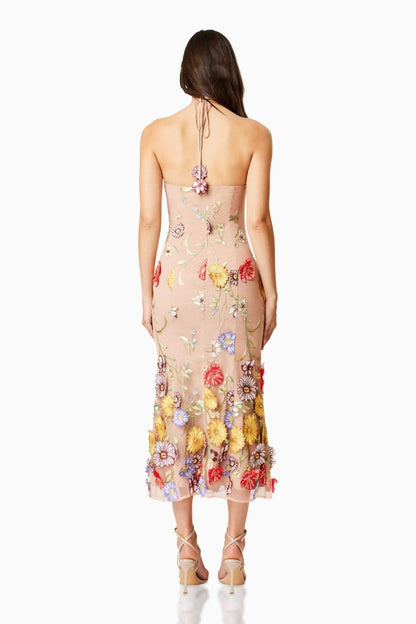 Donna Embroidered Lace Midi Dress