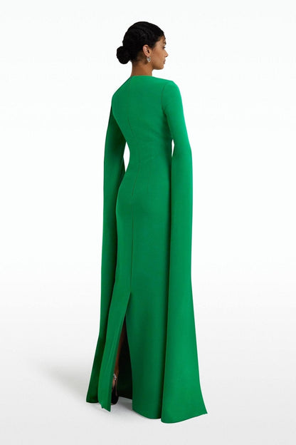 Madge Pointed Collar Long Sleeves Maxi Dress