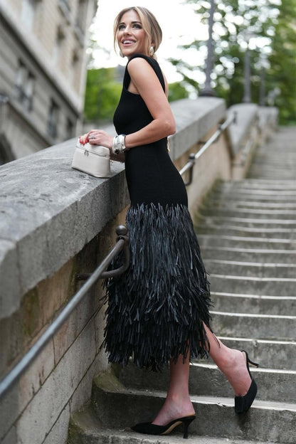 Mavis Backless Tassels Knit Midi Dress