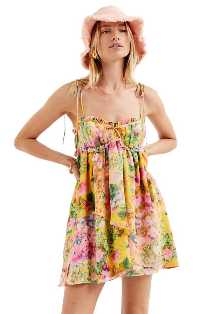 Mona Floral Printed Chiffon Mini Dress