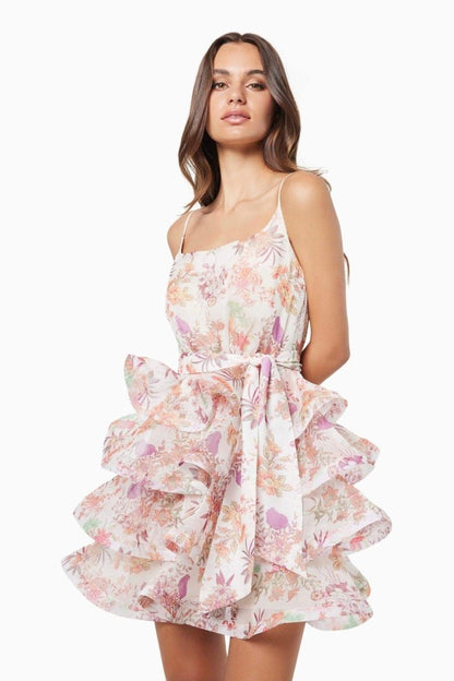 Monica Floral Printed Ruffle Mini Dress