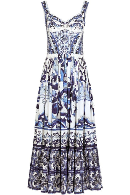 Sibyl Printed Shirred Strap Maxi Dress